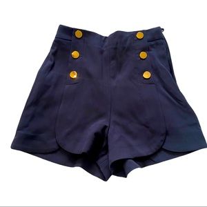 H&M Blue Button Up Dress Shorts Size 2